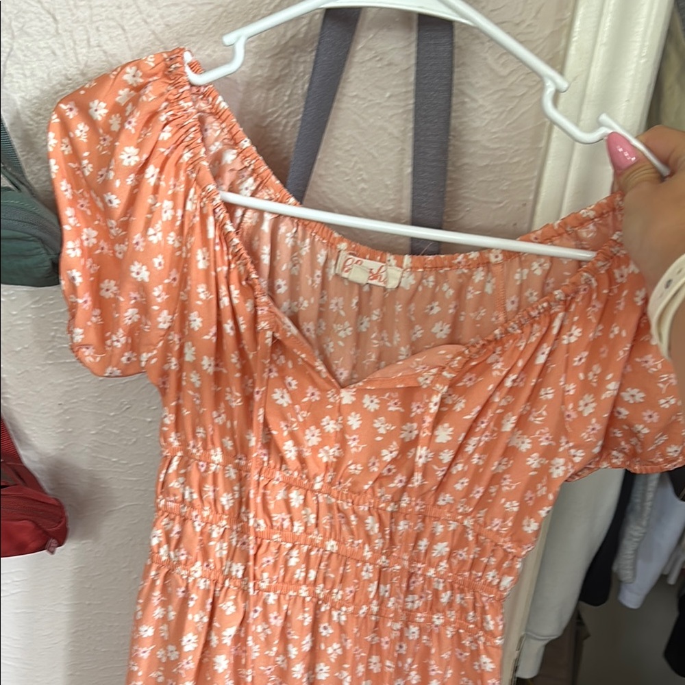 Blush Orange Floral Midi Dress
